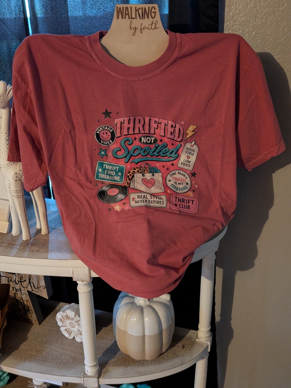 Comfort Colors Maroon "Thrifted Not Spoiled" Short Sleeve Tee